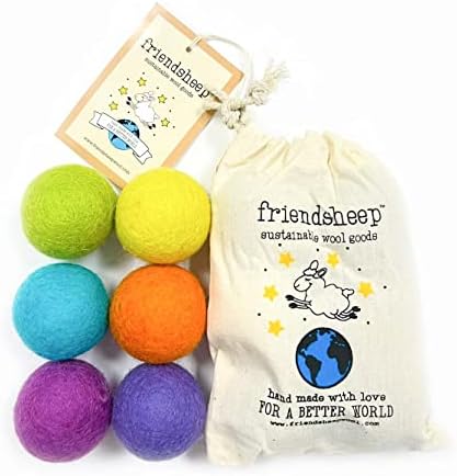 Friendsheep Eco Wool Pet Toy Ball - Cat, Ferret, Small Dog - Fair Trade, Handmade in Nepal, Eco-Friendly - 100% Wool, 6-Pack (Balls x6, Rainbow Land) by Friendsheep