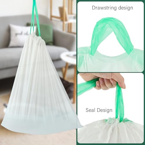60pcs Cat Litter Durable Drawstring Replacement Part,Extra Thick Waste Drawer Liners for Robot 4 and 3(White) - Image 7