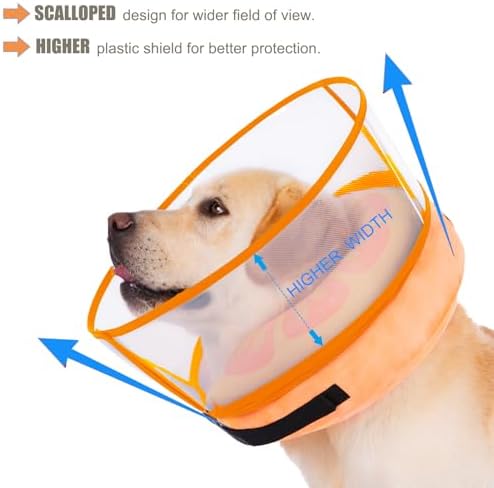 Inflatable Dog Cone Collar for Large Medium Small Dogs, Soft Dog Donut Collar Adjustable Recovery Cone for Pets After Surgery, Extra Enhanced Anti-Licking Guard Shield for Pets (Large, Orange) - Image 2
