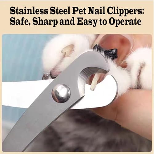 Pet Nail Clippers for Small Animals, Stainless Steel Cat Nail Trimmers with Non-Slip Handle, Safe & Sharp Claw Cutter for Puppies, Cats, Rabbits and Ferrets - Image 7