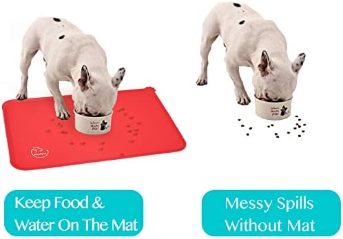 Silicone Waterproof Dog Cat Pet Feeding Mats, Non Slip, Easy Clean Pet Dog Cat Bowl Mats Placemat (18.5" x 11.5") Red - Image 7