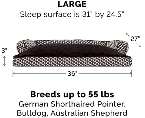 Furhaven Pillow Dog Bed for Large/Medium Dogs w/ Removable Bolsters & Washable Cover - Plush & Woven Decor Comfy Couch Sofa - Diamond Brown, Large - Image 2
