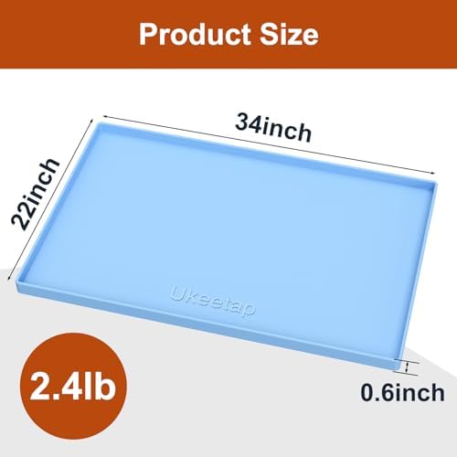 34" x 22" Extra Thick Silicone Mat Waterproof with Raised Edge, Blue - Image 7