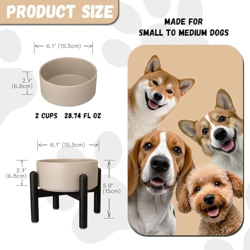Raised Ceramic Dog Bowl Set with Stand, 2 Cups Elevated Dog Food Stand - Image 2