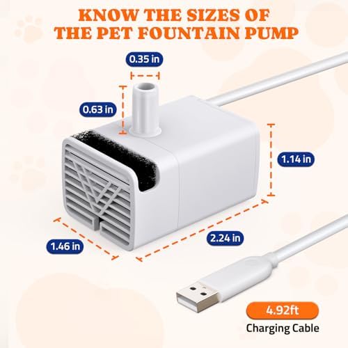 Pawtners Replacement Pump for WF008A 4L Stainless Steel Cat Water Fountain - Image 2