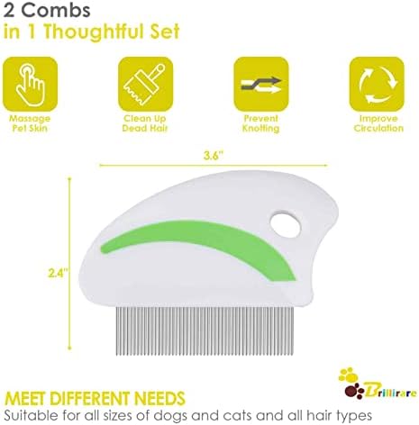 2 Pack Flea Lice Comb, Stainless Steel Dog Cat Grooming Combs with Rounded Teeth, Professional Pet Tear Stain Remover, Dematting Tool for Small, Medium & Large Pets - Image 2