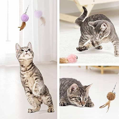 Cat Fluffy Feather Toys Replacement Cat Toy Wand Refills, 6 Pieces Fluffy Cat Toy Feathers Refill, Interactive Cat Teaser Wand Attachments, with Bell - Image 5
