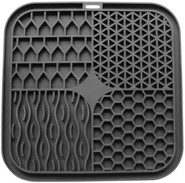Dog, cat Silicone Food Grade Licking mat Slow Feeder Great for Yogurt,Peanut Butter Cold Smear Treats (Black, Medium) - Image 2
