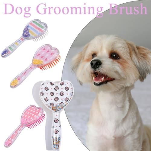 Small Soft Dog Grooming Brush, Pet Massage Hair Brush (Cute Paws) - Image 7