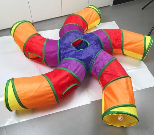 Cat Tunnel Tube for Indoor Cats Large, Upgrade with 6 PeekHole S-Shape 5 Way Collapsible Pet Play Maze Tube Toys Colorful for Cats Kitten Kitty Rabbit - Image 2