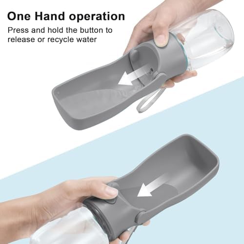 Portable Dog Water Bottle for Walking – 19oz / 12oz Foldable Pet Water Dispenser for Puppies, Medium & Large Dogs – Leak Proof Travel Water Bowl for Small Animals Dog Accessories(19OZ Grey) - Image 2