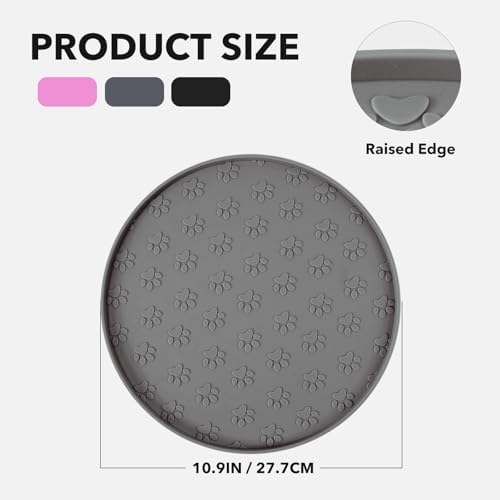 Silicone Pet Food Mat - Waterproof Dog Food Bowl Mat Cat Feeding Mat Thicker Pet Placemat Eating Mat with High Lip to Prevent Spills, Dog & Cat Water Bowl Mat for Messy Drinkers to Protect Floors,Gray - Image 5