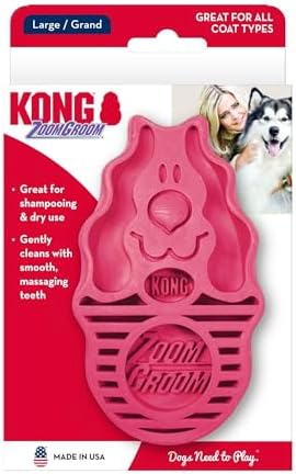 KONG - ZoomGroom - Dog Brush for Grooming and Shampooing - Red Brush for Large Dogs - Image 7
