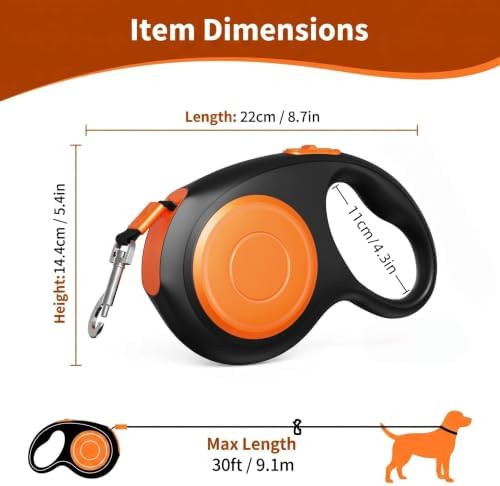 30FT Dual Retractable Dog Leash Leash for 2 Large Dogs - Tangle Free - Image 2
