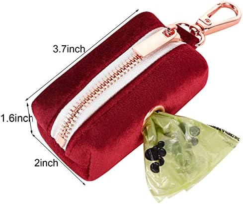 ARING PET Dog Waste Bag Dispenser, Soft Velvet Doggy Poop Bags Holders Attach to Any Leashes, Portable Washable Christmas Pet Waste Pouch Dispenser with Metal Zipper - Image 6