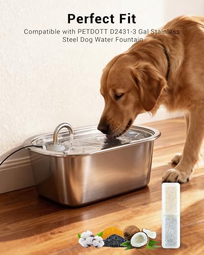 Replacement Filters for PETDOTT Dog Fountain, Water Filter, for Stainless Steel Pet Fountain for Large Dogs- Vertical Filtration for D2431 Lasts Two Months - Image 2