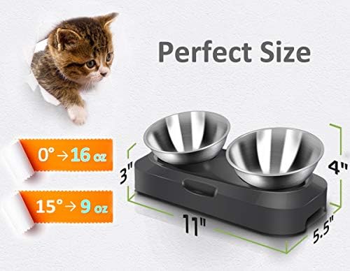 AYADA Raised Cat Food Bowl Stainless Steel 15 Degree Tilt (Double) - Image 7