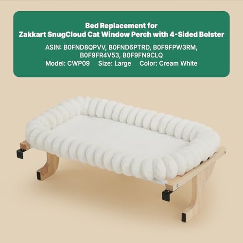 Bed Replacement for SnugCloud Cat Window Perch with 4-Sided Bolster (White, Large) - Image 3
