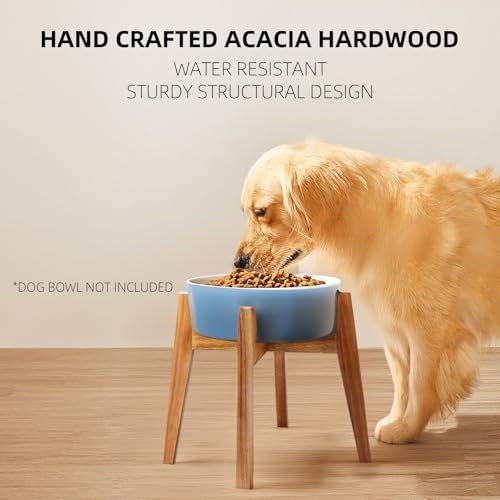 Elevated Dog Bowl Stand for Large Dogs, Wooden Raised Stand Fits 11" Bowls - Image 2