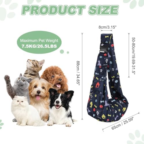 Dog Sling Carrier for Small Dogs and Cats Up to 16.5 Lbs, Adjustable Buckle with Pocket Pet Cross Body Shoulder Bag, (Dark Blue, 1 Pcs) Intended for Outdoor Travel/Camp - Image 2