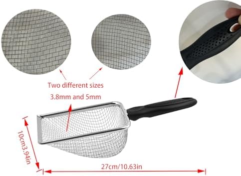 2‑Pack Cat Litter Scoop, 3.8mm & 5.0mm Mesh Stainless Steel Sifter, Heavy Duty Litter Shovel for Bentonite Cat Litter, Multi‑Purpose for Gardening Soil Screening - Image 2
