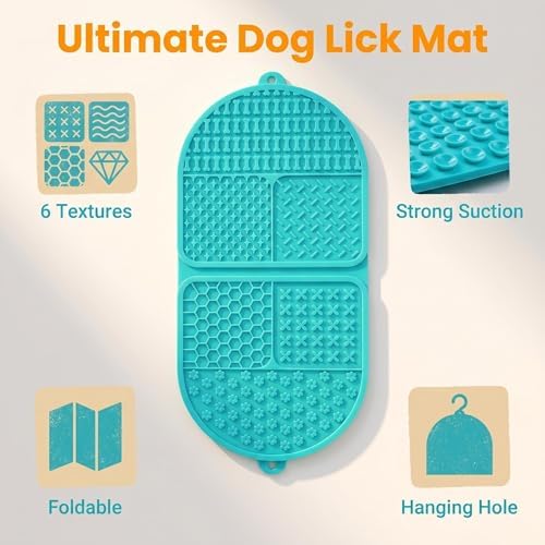 Dog Lick Mat Slow Feeder for Bathing & Grooming, 142 Suction Cups (Lake Blue) - Image 2