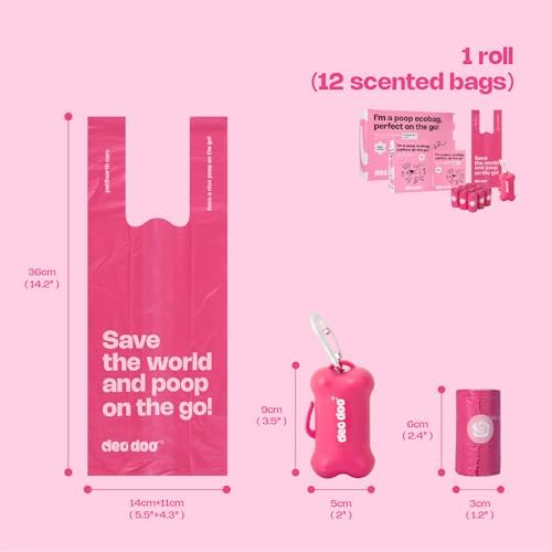 Deo Doo Dog Poop Bags with Handles & Holder, 108 Count, Rose Scented - Image 2