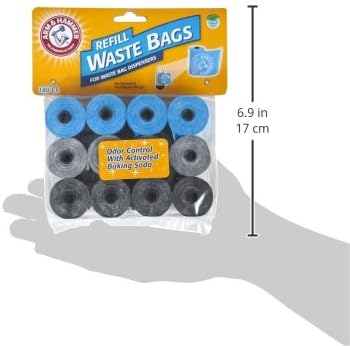 Arm & Hammer Easy-Tear Disposable Dog And Cat Waste Bags With Activated Baking Soda, 180 Dog Poop Bags, 9 x 14 Inches, (Pack of 2)