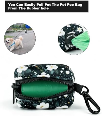 Petmolico Dog Poop Bag Holder Dispenser 2 Pack, Cyan & Flower - Image 2
