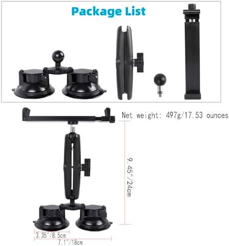 Tablet Mount with Dual Suction Cup Base for Truck Car Windshield, Aluminum Arm Heavy Duty Tablet Suction Holder for Window, Compatible with iPad Pro 12.9" Air Mini 6.5-13" Tablets - Image 6