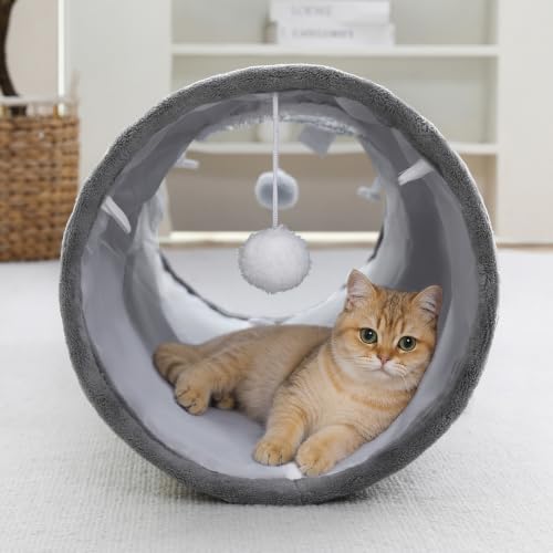 Straight Bubble Cat Tunnel for Indoor Cats 47"x12", Grey - Image 7