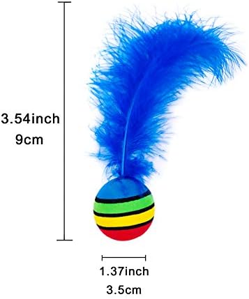 PET SHOW 5 Pack Cat Toy Balls for Indoor Cats 1.4inch with Feathers - Image 2