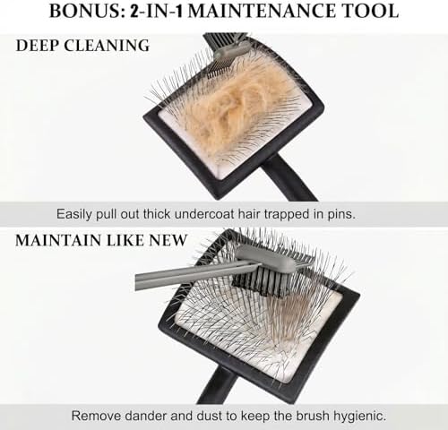 5-Piece Dog Grooming Kit, Large Long Pin Dog Slicker Brush Black - Image 2