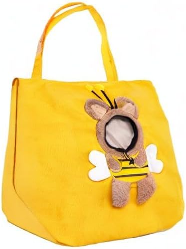 Pet Canvas Shoulder Carrying Bag, Cute Bee Shaped Cat Carrier, S Size Portable Kitten & Puppy Tote, Cozy Carriers for Small Dogs, Cats, and Pets, Handbag for Outdoor, Shopping, and Camping