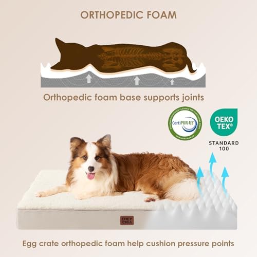 EHEYCIGA Orthopedic Dog Bed Large with Removable Washable Cover, 35IN Camel - Image 2