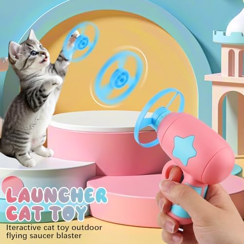 Cat Fetch Toy, 2026 Interactive Light-Up Flying Disc Launcher & Fetch Toy for Cats, Cat Toy Propeller Launcher for Training & Hunting (A) - Image 2