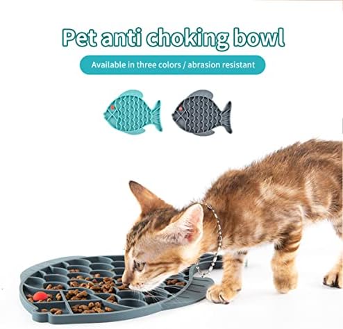 Slow Feeder Cat Bowls, 2 Pack Fish-Shaped Silicone Puzzle Feeders for Healthy Eating & Anxiety Relief - Lick Treat Mat for Dogs & Cats (Blue+Grey) - Image 2