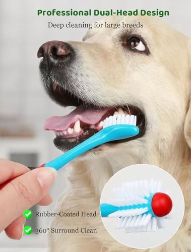 Pet Toothbrush Set for Medium Large Dogs, Extra Long Double-Ended Dog Toothbrush with 360° Brush, Soft Bristle Dental Care Kit with Finger Brushes, Pet Teeth Cleaning Supplies 10 Pack (Multicolor) - Image 2
