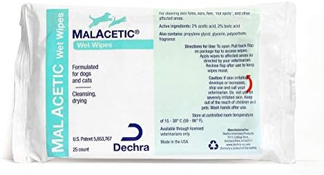 Dechra MalAcetic Wet Wipes for Cats and Dogs 25 Count by Dechra