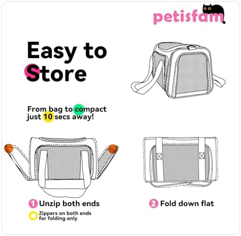 Soft Pet Carrier for Medium Cats and Small Dogs with Cozy Bed, 3 Doors, Top Entrance | Airline Approved, Escape-Proof, Breathable, Leak-Proof, Easy Storage (Pink) - Image 7