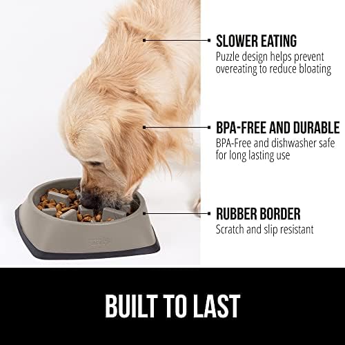 GORILLA GRIP® Patented Slow Feeder Dog and Cat Bowl, BPA Free, 1 Cup Beige - Image 2