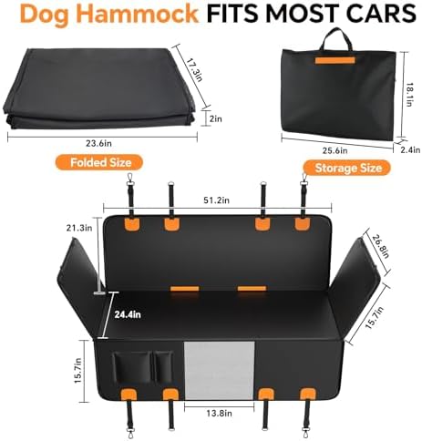Dog Car Seat Cover Hard Bottom, 400LBS Back Seat Extender for Dogs, Waterproof PU Leather Dog Hammock, Heavy Duty Dog Seat Protector for Car SUV Truck - Image 7