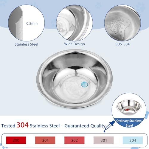 ZUFECY 2-Pack Cat Bowl Combo Set,7.1'' Stainless Steel Flat Plate & Deep Bowl, Dual-Purpose for Dry/Wet Food & Water Feedingā - Image 7