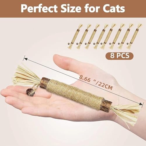 8Pack Silvervine Sticks for Cats Natural Dental Chew Catnip Toys, Teeth Cleaning & Gum Care, Kitten-Safe Indoor Cat Treat - Image 2