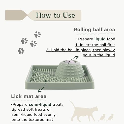 PEDAY Nonslip Silicone Cat Lick Mat Slow Feeder with Rolling Ball - Image 2