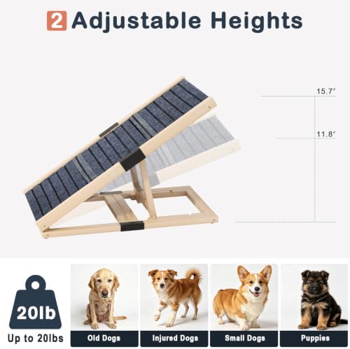 Wooden Dog Ramp for Couch, Foldable Pet Ramp for Small Dogs, 27.6" L - Image 6