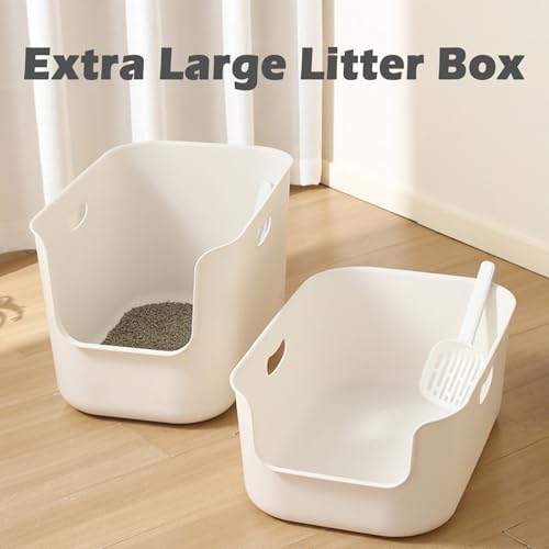 SpaceTime Extra Large Litter Box with High Sides,22.64"×14.76"×8.66" XL Multi Cat Litter Pan for Kitty,Cat Boxes for Indoor Cats,Jumbo Litter Boxes for Big Cats,Anti-Splashing,Easy to Clean - Image 2