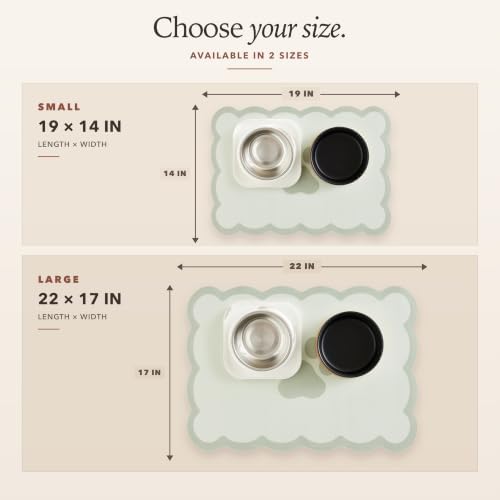 Scalloped Dog Feeding Mat, Sage Green, 17" X 22” - Image 7