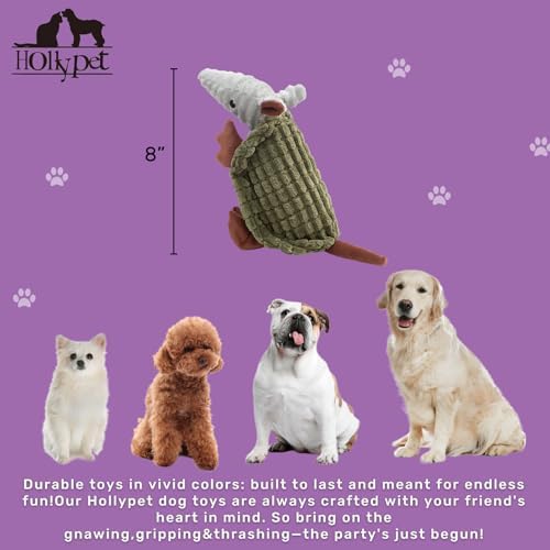 Hollypet Armadillo Squeaky Puppy Dog Toys for Small Medium Dogs, 8" - Image 2
