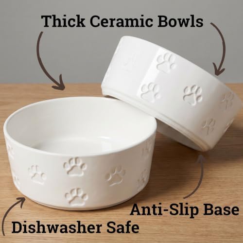 Ceramic Dog Bowl Set of 2 with Anti-Skid Base 7.5" W x 3" H, 6 Cup Capacity - Image 2